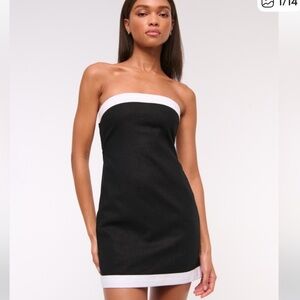 Abercrombie small Elegant Black Strapless Dress linen new